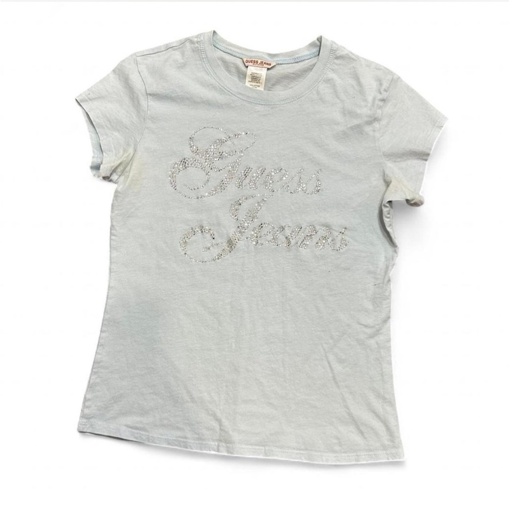 SOLD!!! 
Guess Light Blue Bejeweled T-Shirt
